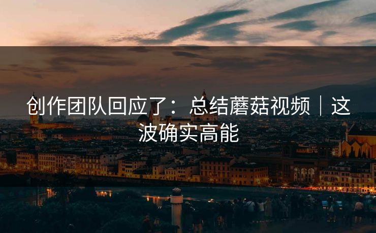 创作团队回应了：总结蘑菇视频｜这波确实高能