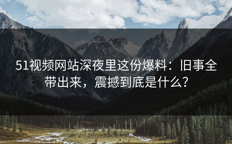 51视频网站深夜里这份爆料：旧事全带出来，震撼到底是什么？